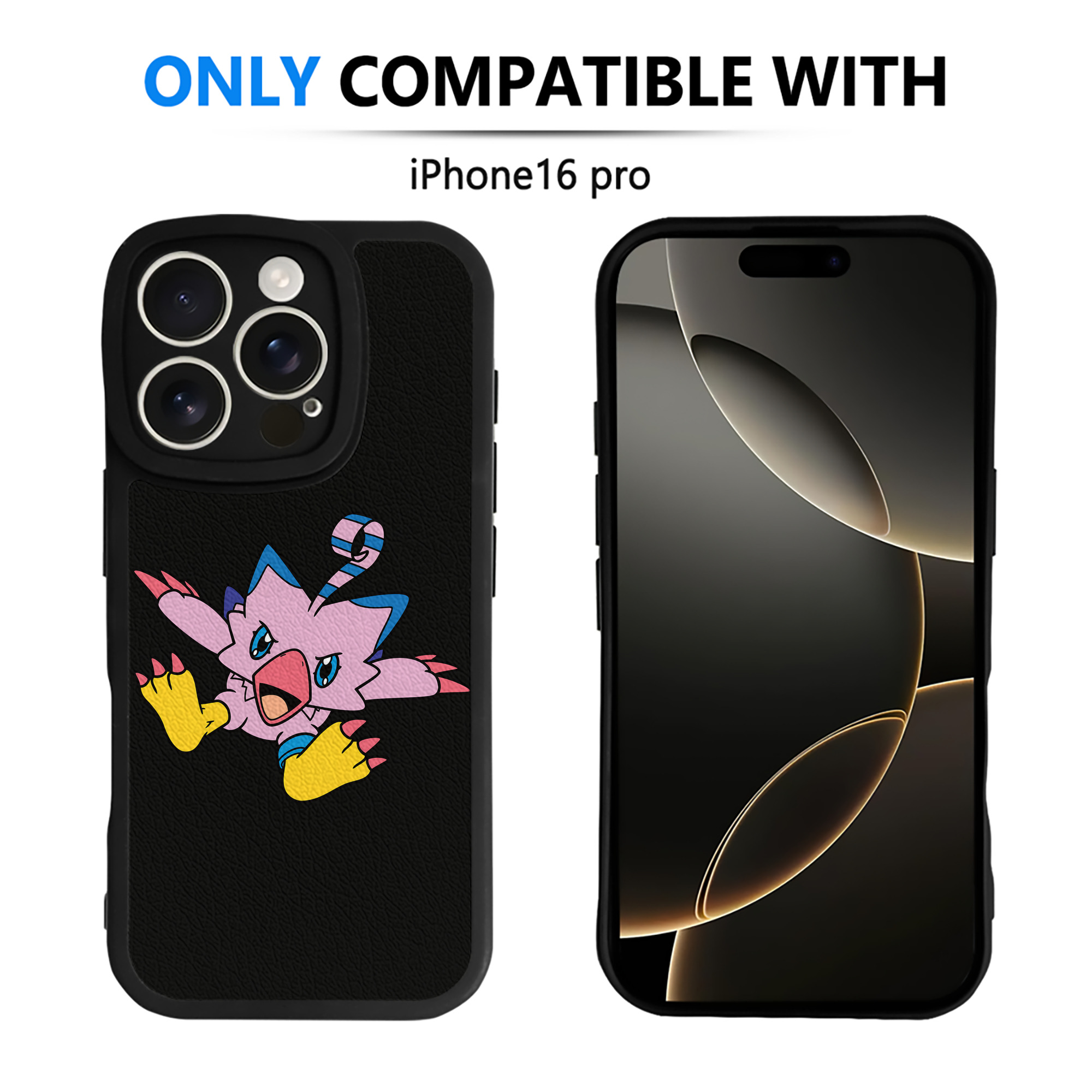 （画像用） Digimon デジタルモンスター/デジモン 【iPhone 16シリーズ対応】シリコンスマホケース（レザー調） 材質：シリコン